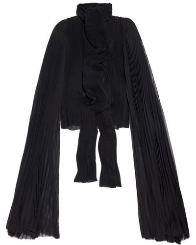 Balenciaga Blouse Met Geplooide Mouwen - Zwart