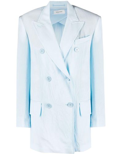 Sportmax Fitted Double-breasted Button Blazer - Blue