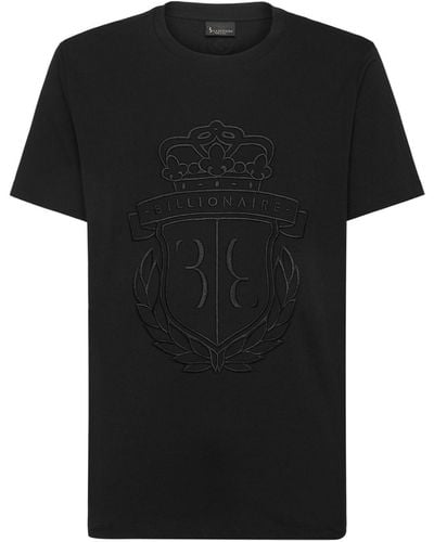 Billionaire Logo-embroidered Cotton T-shirt - Black