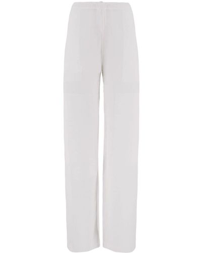 Ferragamo Pantalon à détail de patch - Blanc