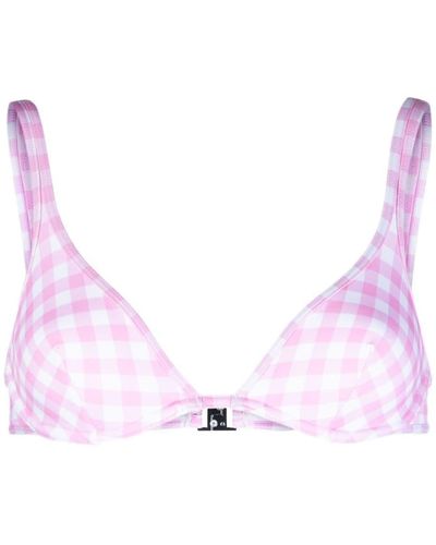 Ephemera Gingham Check-pattern Bikini Top - Pink