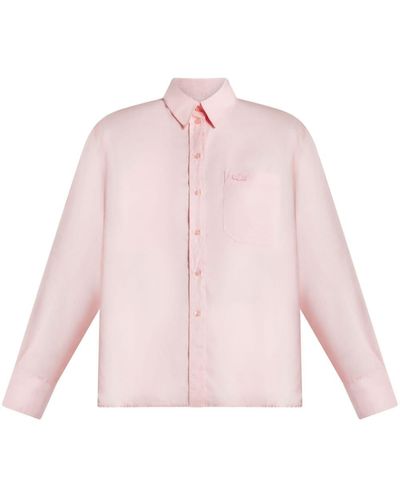 Lacoste Button-up Blouse Met Logo-applicatie - Roze