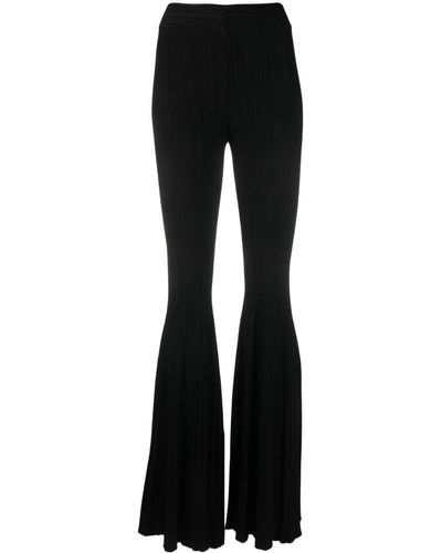 Antonino Valenti High-waisted Ribbed-knit Flared Trousers - Black