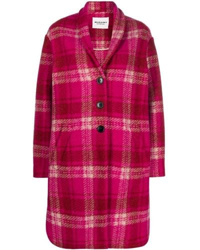 Isabel Marant Single-breasted Checked Coat - Red