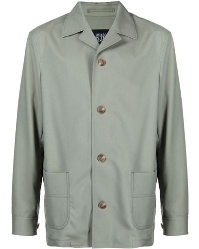 MAN ON THE BOON. Buttoned Wool Shirt Jacket - Green