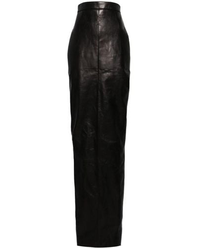 Rick Owens Dirt Pillar Leather Maxi Skirt - Black
