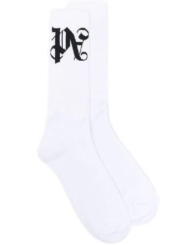 Palm Angels Socken mit Logo-Print - Weiß