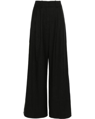 The Mannei Side Vented Wide-leg Trousers - Black