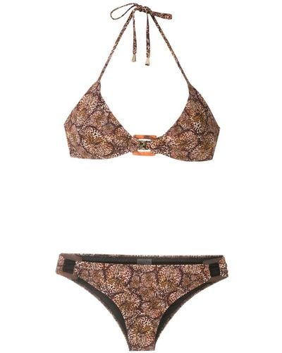 Isolda Pipa De Lycra Borakay Printed Bikini Set - Brown