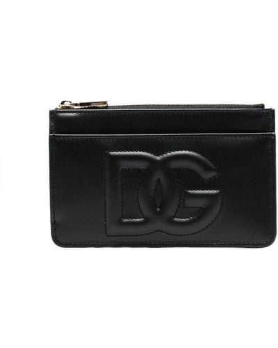 Dolce & Gabbana Porte-monnaie zippé à logo DG - Noir