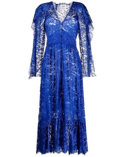 Emilio Pucci X Koché Floral-lace Long Dress - Blue