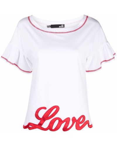 Love Moschino T-Shirt mit Applikation - Weiß