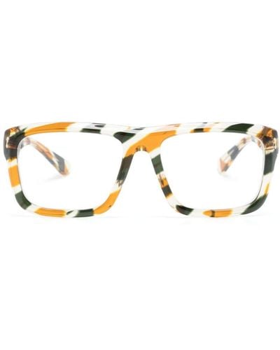 Gucci Rivets Brille mit eckigem Gestell - Natur