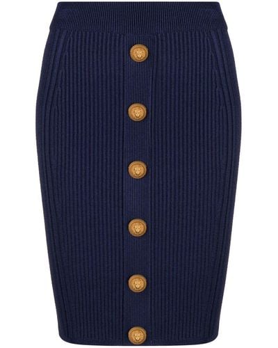 Balmain Falda de tubo de punto de ochos - Azul