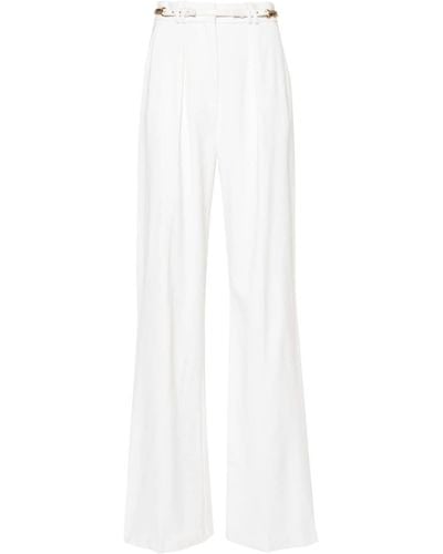 Elisabetta Franchi Straight-leg Gabardine Trousers - White