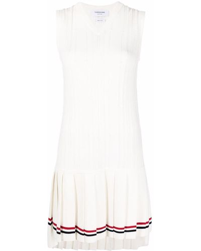 Thom Browne Rwb-cricket Stripe Tennis Dress - White