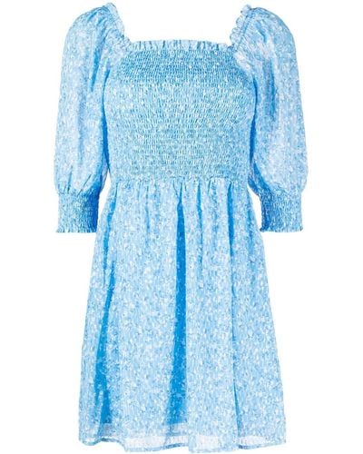 B+ AB Floral-print Dress - Blue