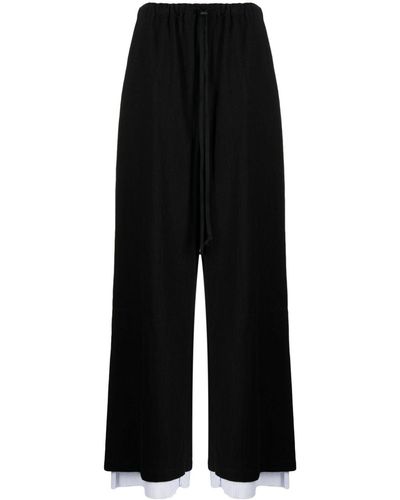 Yohji Yamamoto Pantalon ample à taille haute - Noir