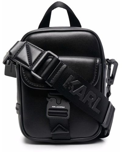 Karl Lagerfeld ロゴバックル ショルダーバッグ - ブラック