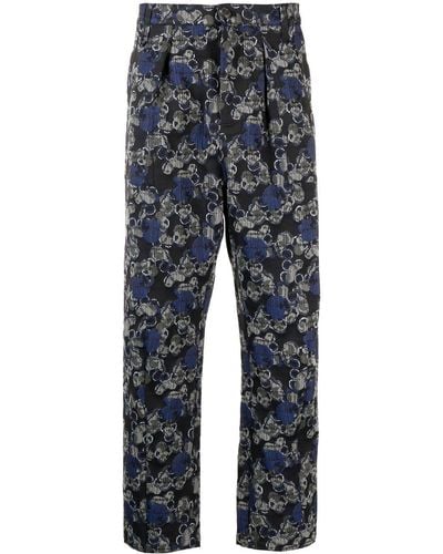 Henrik Vibskov Floral-print High-waisted Pants - Blue
