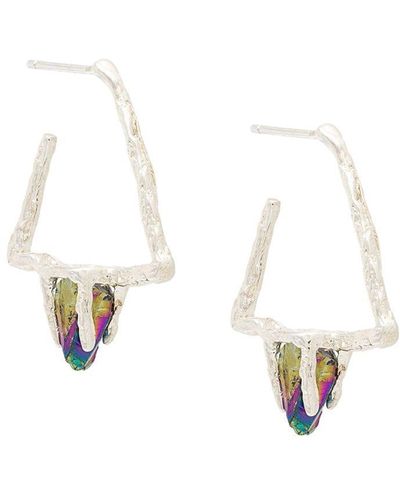 Niza Delta Stone Earrings - Metallic