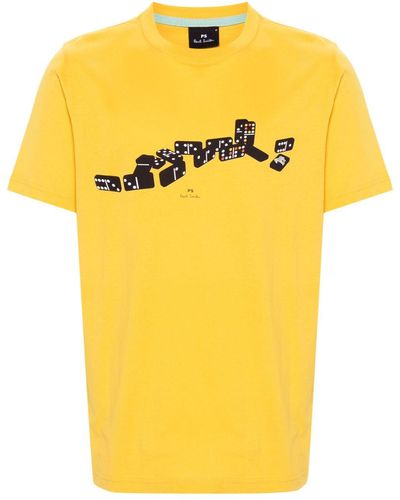 PS by Paul Smith Dominoes-print Cotton T-shirt - Yellow