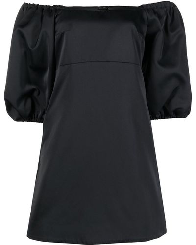 Patou Puff-sleeve Bardot Mini Dress - Black
