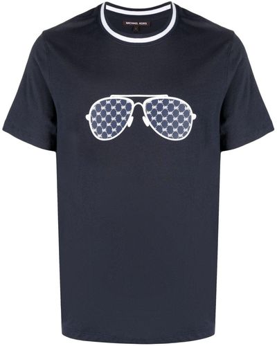 Michael Kors Monogram-sunglasses Print T-shirt - Blue