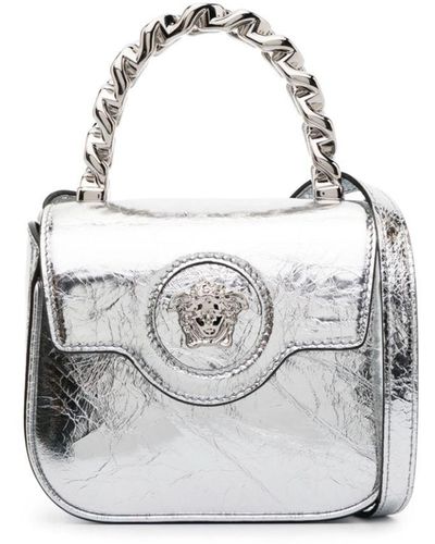 Versace Metallische La Medusa Handtasche - Weiß