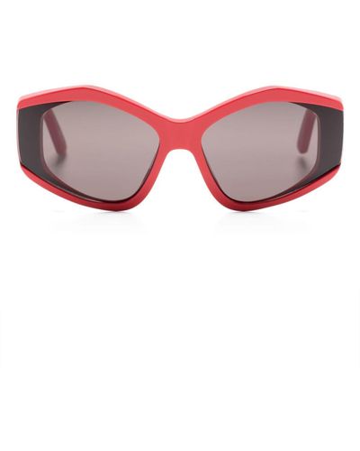 Balenciaga Logo-print Geometric-frame Sunglasses - Pink