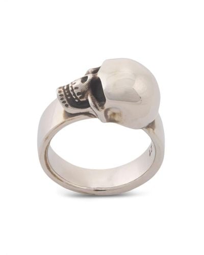 Alexander McQueen The Side Skull Ring - Weiß