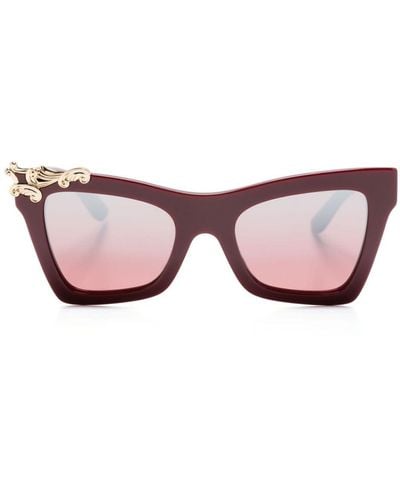 Dolce & Gabbana Logo-plaque Square-frame Sunglasses - Pink