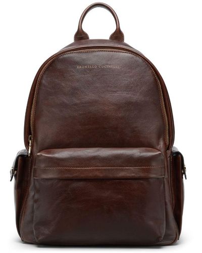 Brunello Cucinelli Leather Backpack - Men's - Leather - Brown
