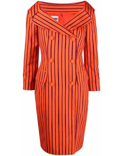Moschino ストライプ ダブルブレスト ドレス - オレンジ