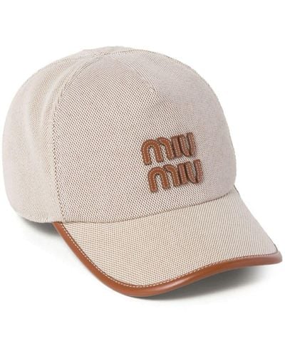 Miu Miu Logo-patch Canvas Baseball Hat - Natural