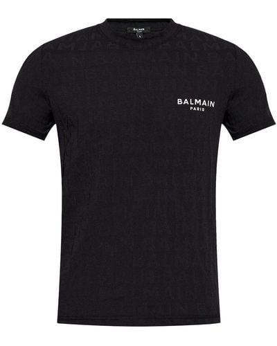 Balmain T-shirt girocollo con stampa - Nero