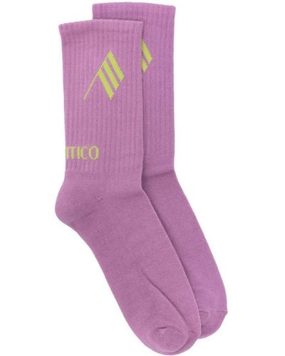 The Attico Logo-jacquard Ankle Socks - Purple