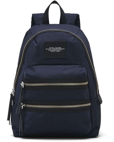 Marc Jacobs The Medium Logo-appliqué Backpack - Blue
