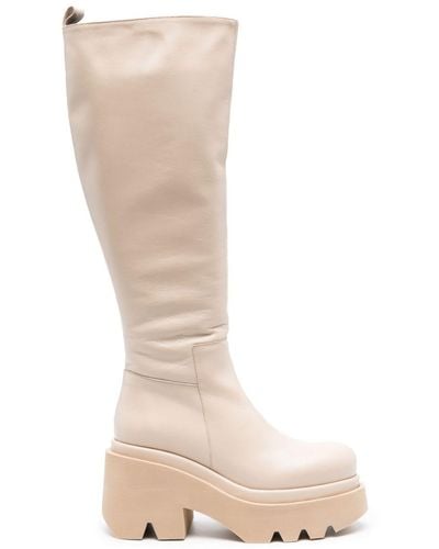 Paloma Barceló Leather Heel Boots - White