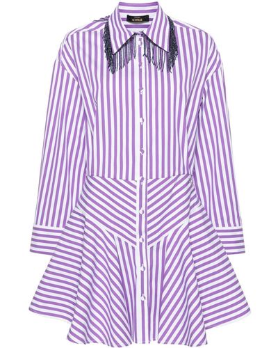Twin Set Fringed Striped Shirtdress - Purple