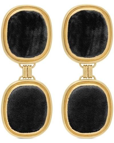 Saint Laurent Twin-square Velvet Clip-on Earrings - Black