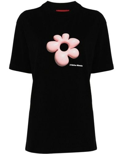 A BETTER MISTAKE Abstract Flower T-Shirt mit grafischem Print - Schwarz