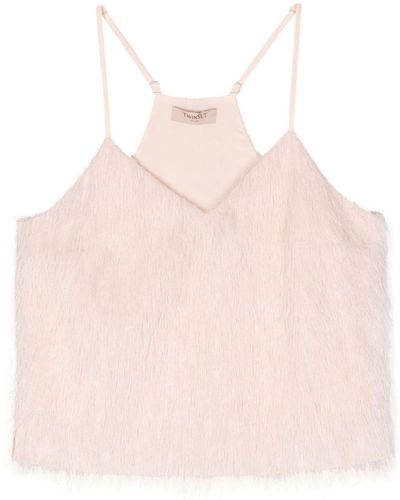 Twin Set Feather-like Tank Top - Pink