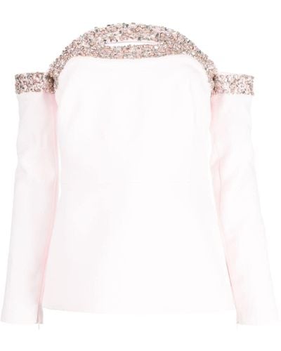 Safiyaa Roisin Crystal-embellished Off-shoulder Top - White