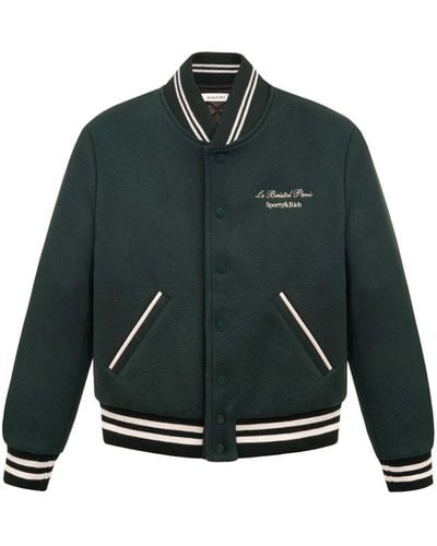 Sporty & Rich Faubourg Wool Varsity Jacket - Green