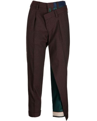 Kolor Asymmetric Cropped Pants - Brown