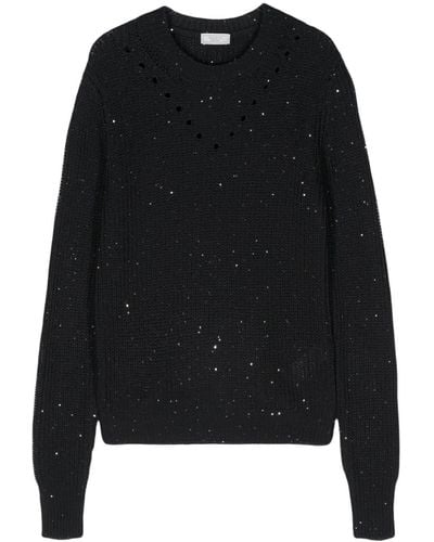 Peserico Sequined Chunky-knit Sweater - Black