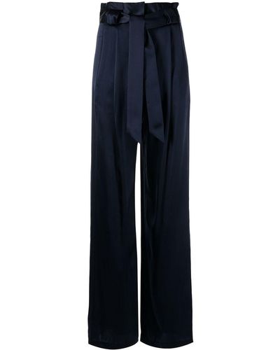 Michelle Mason High-waisted Pleated Silk Pants - Blue