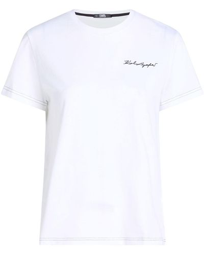 Karl Lagerfeld Karl Signature T-shirt Met Ronde Hals - Wit