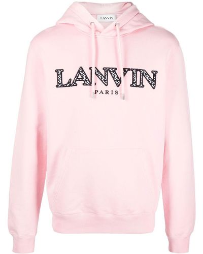 Lanvin Embroidered-logo Cotton Hoodie - Pink